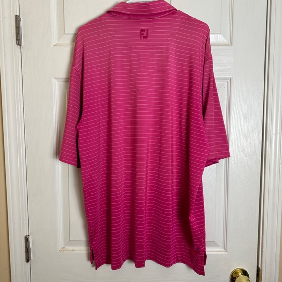 FJ FootJoy Pink Striped Golf Short Sleeve Polo Men Size L - Picture 6 of 8